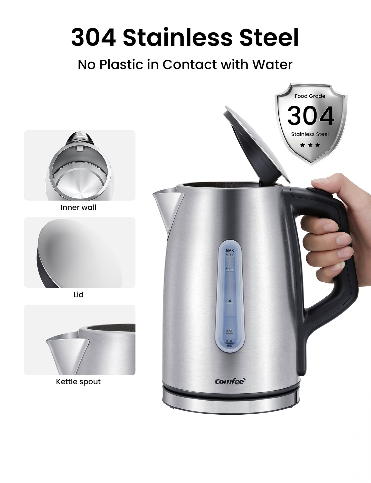 1.7L Stainless Steel Electric Kettle