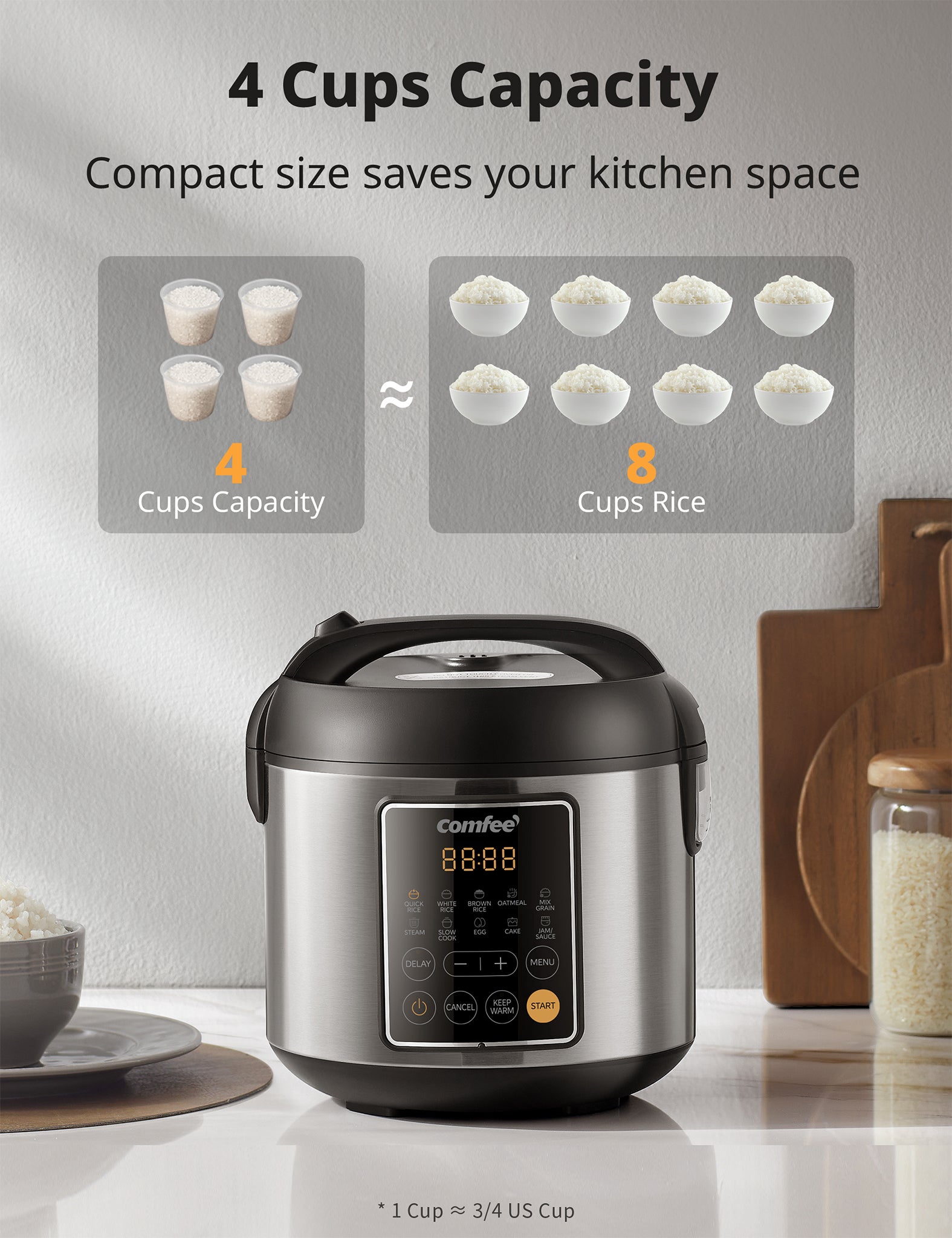 compact rice cooker on the table