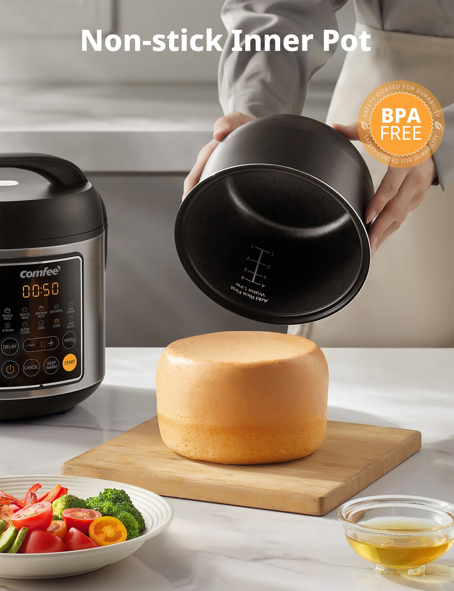 Non-stick inner pot with BPA-free coating