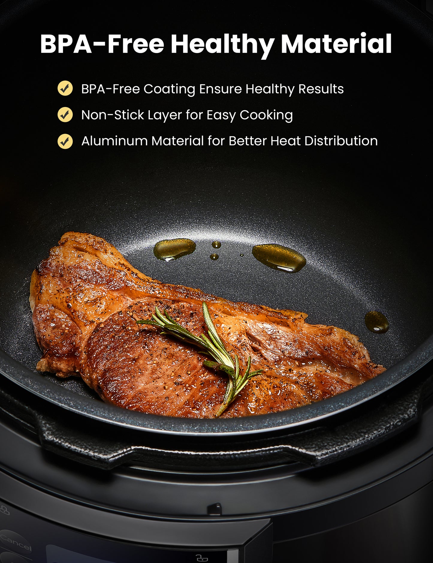 a piece of meat in a pressure cooker