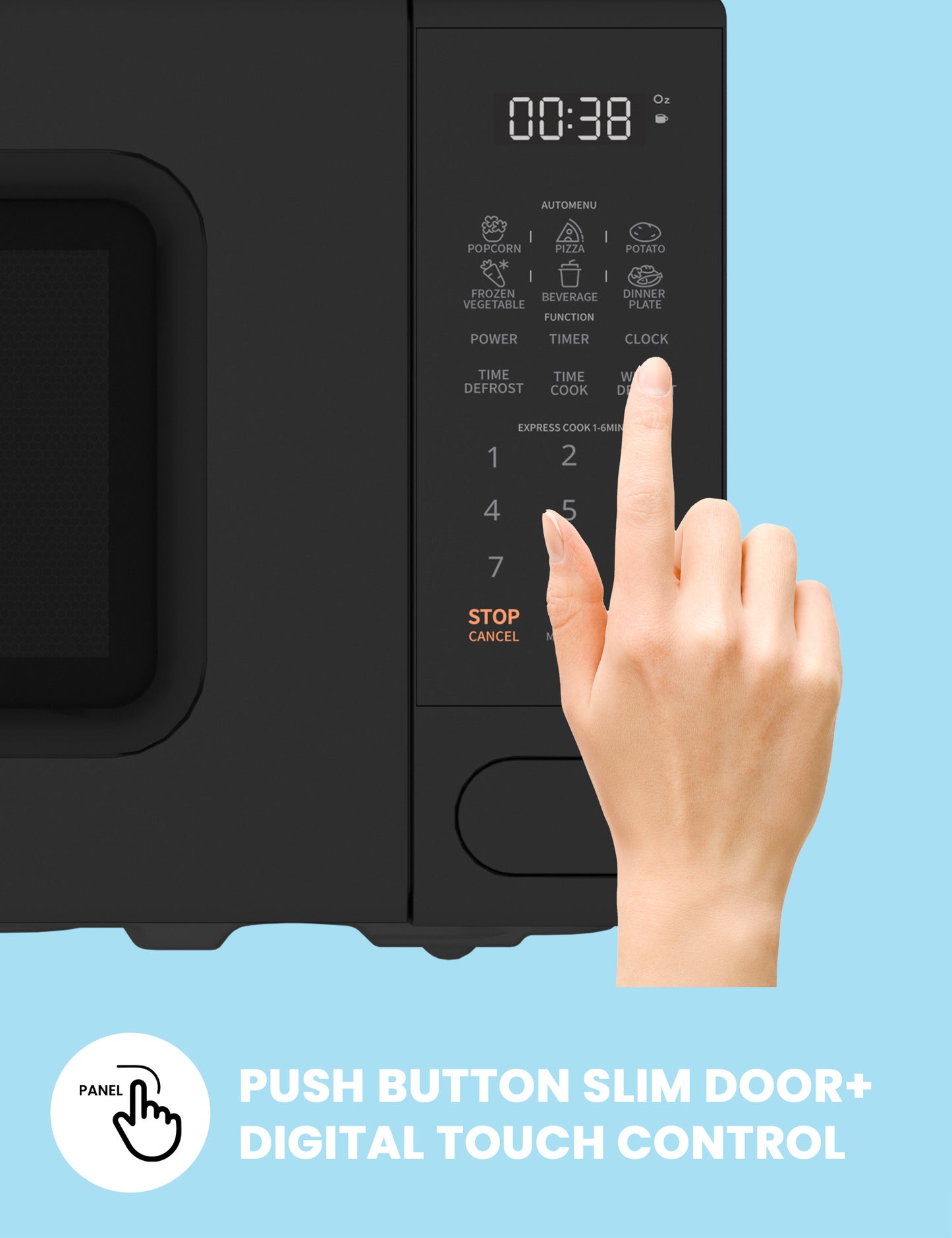 someone wants to touch the display panel of comfee retro microwave oven