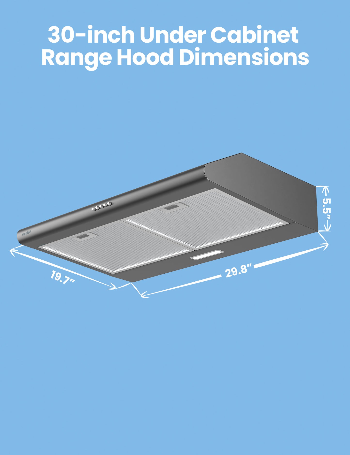 measurements of comfee under cabinet vent hood