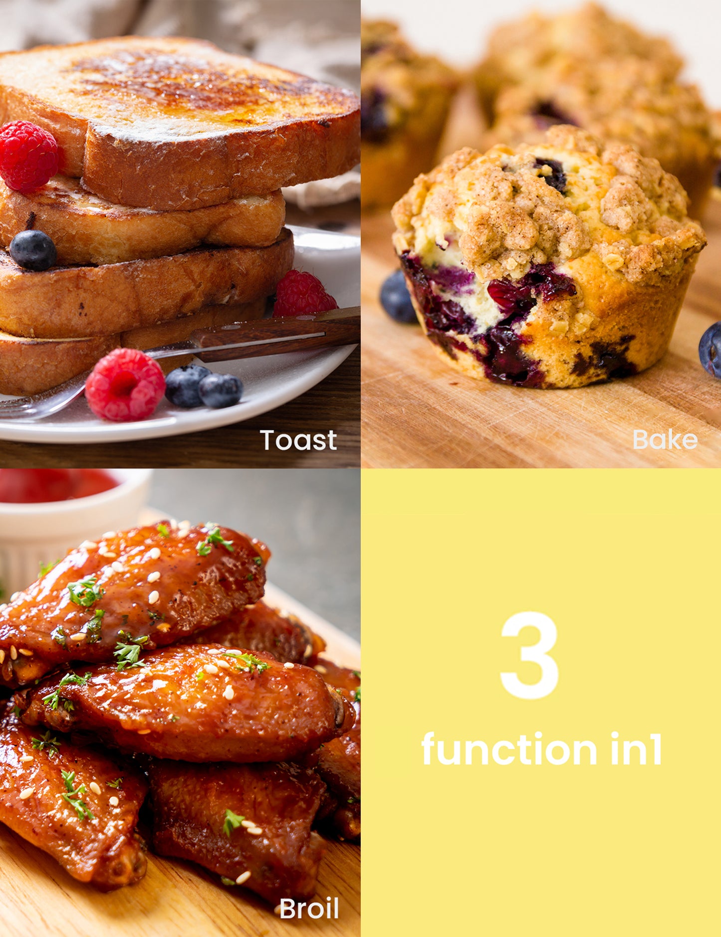 three ways to cook in the white countertop toaster oven