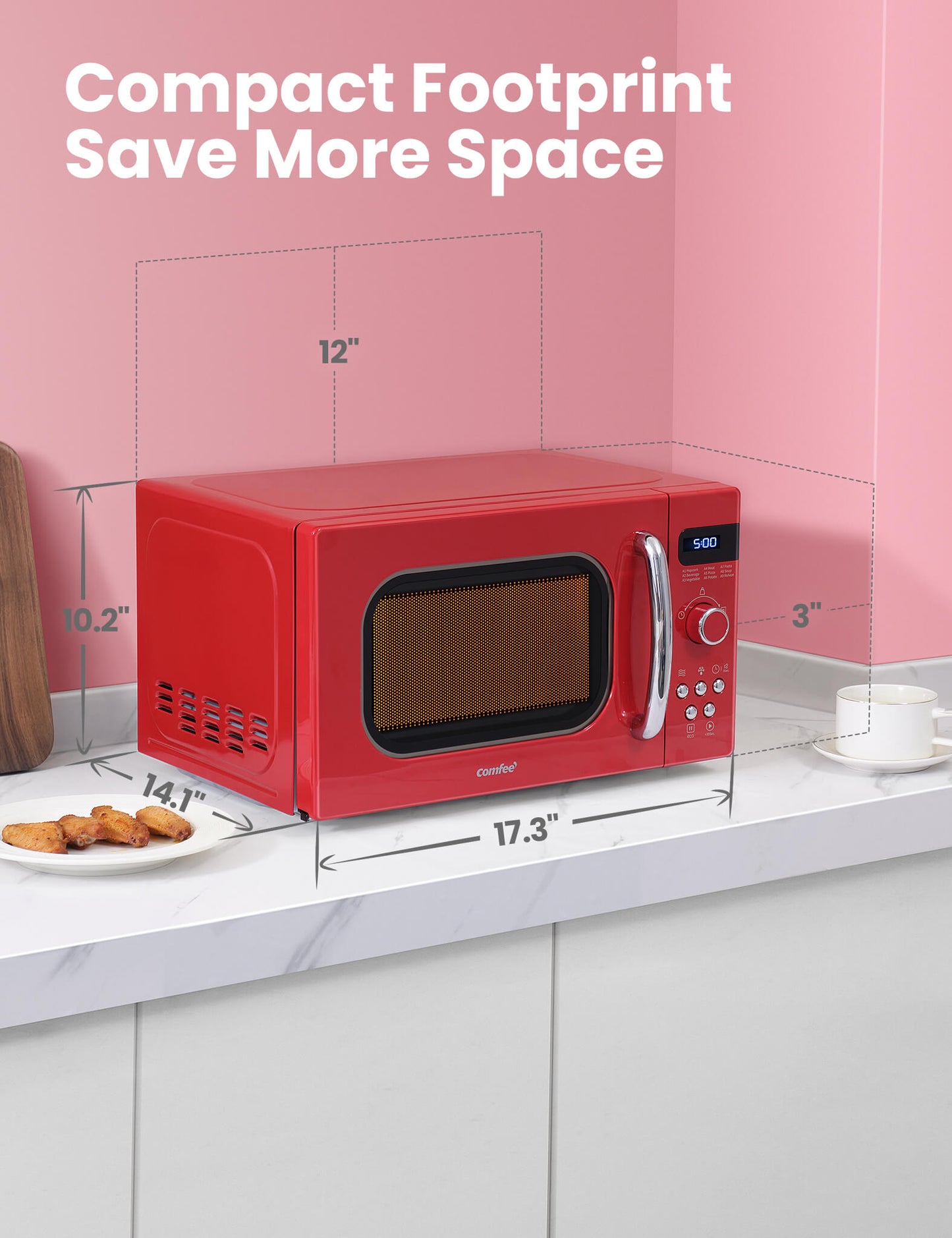 dimensions of red retro microwave oven