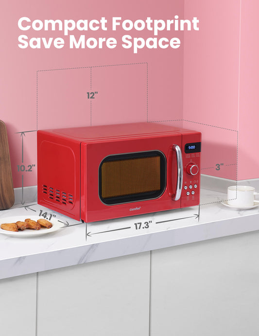 dimensions of red retro microwave oven