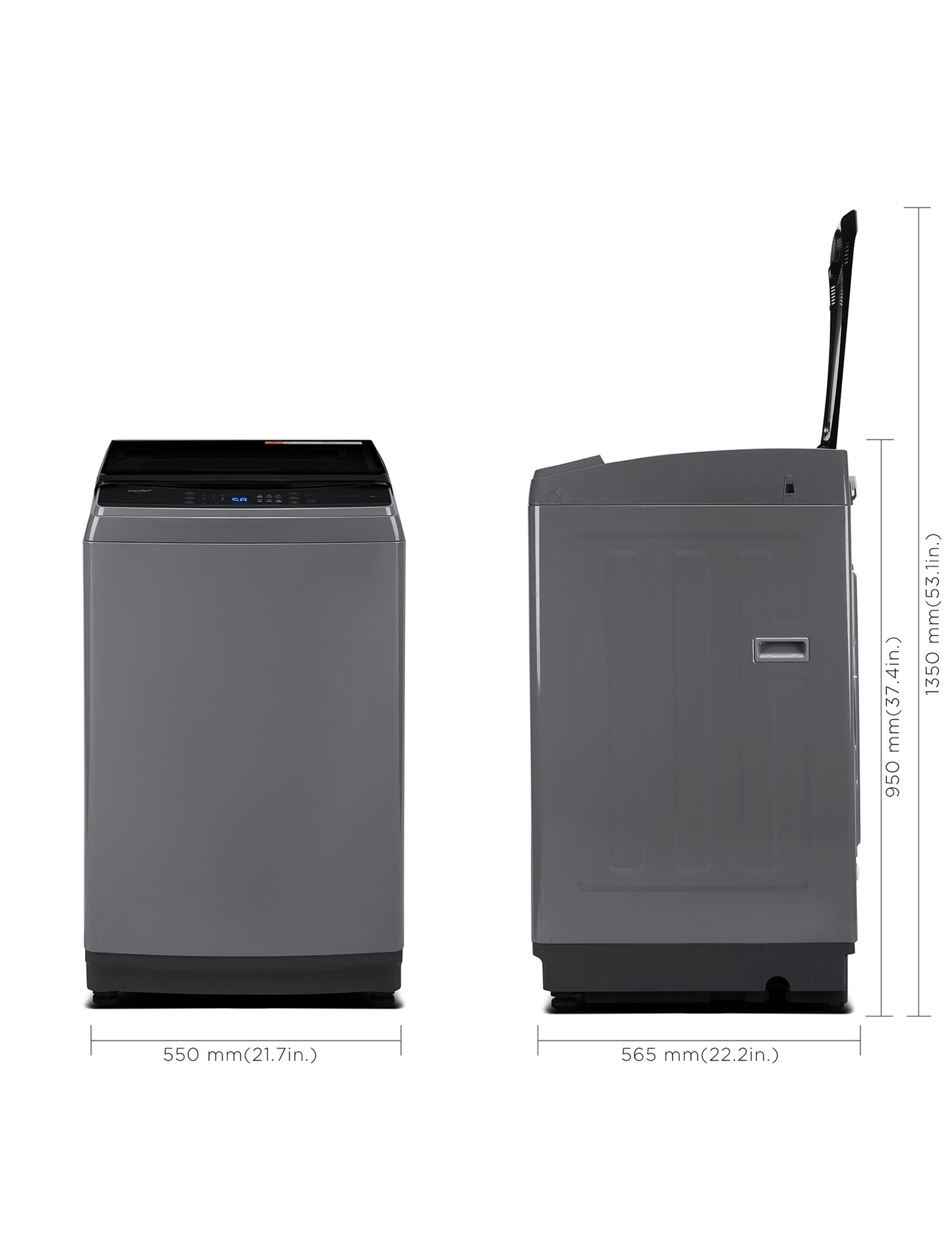 dimensions of grey portable washing machine