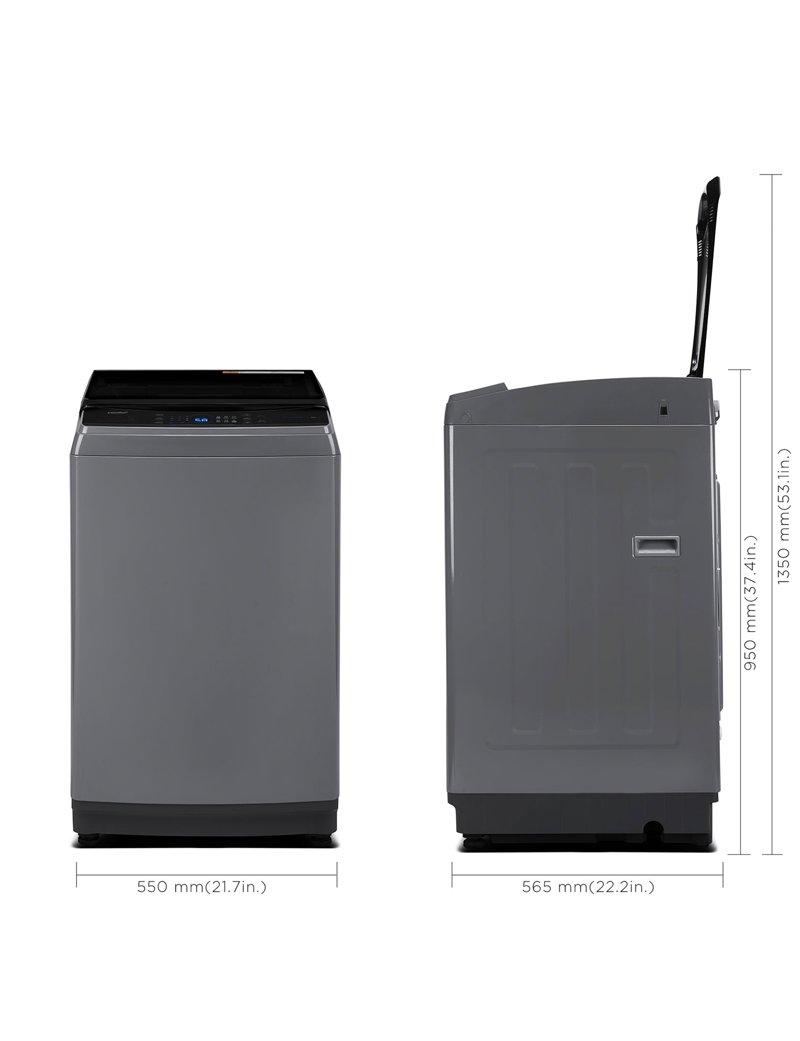 dimensions of grey portable washing machine