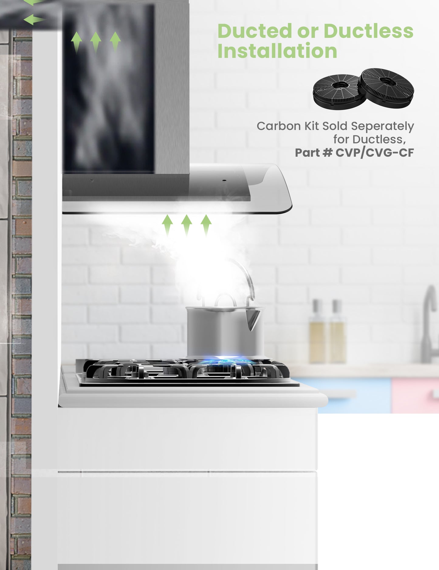 36" Curved Glass Gesture Sensing Control Range Hood