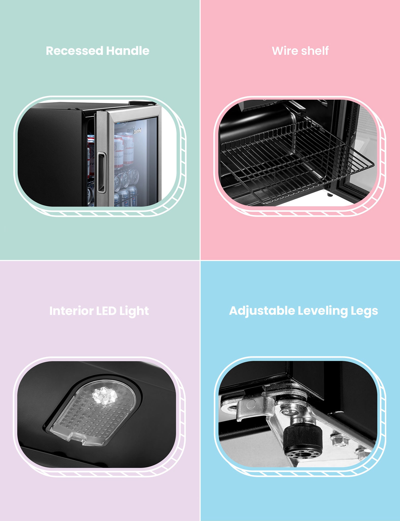 features of comfee mini beverage cooler