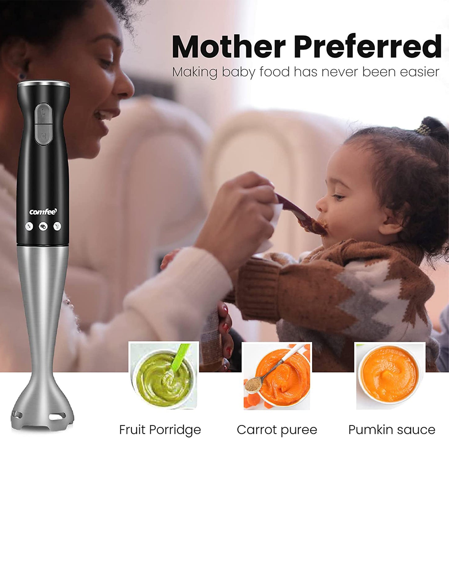 african american woman feeding a baby with a spoon