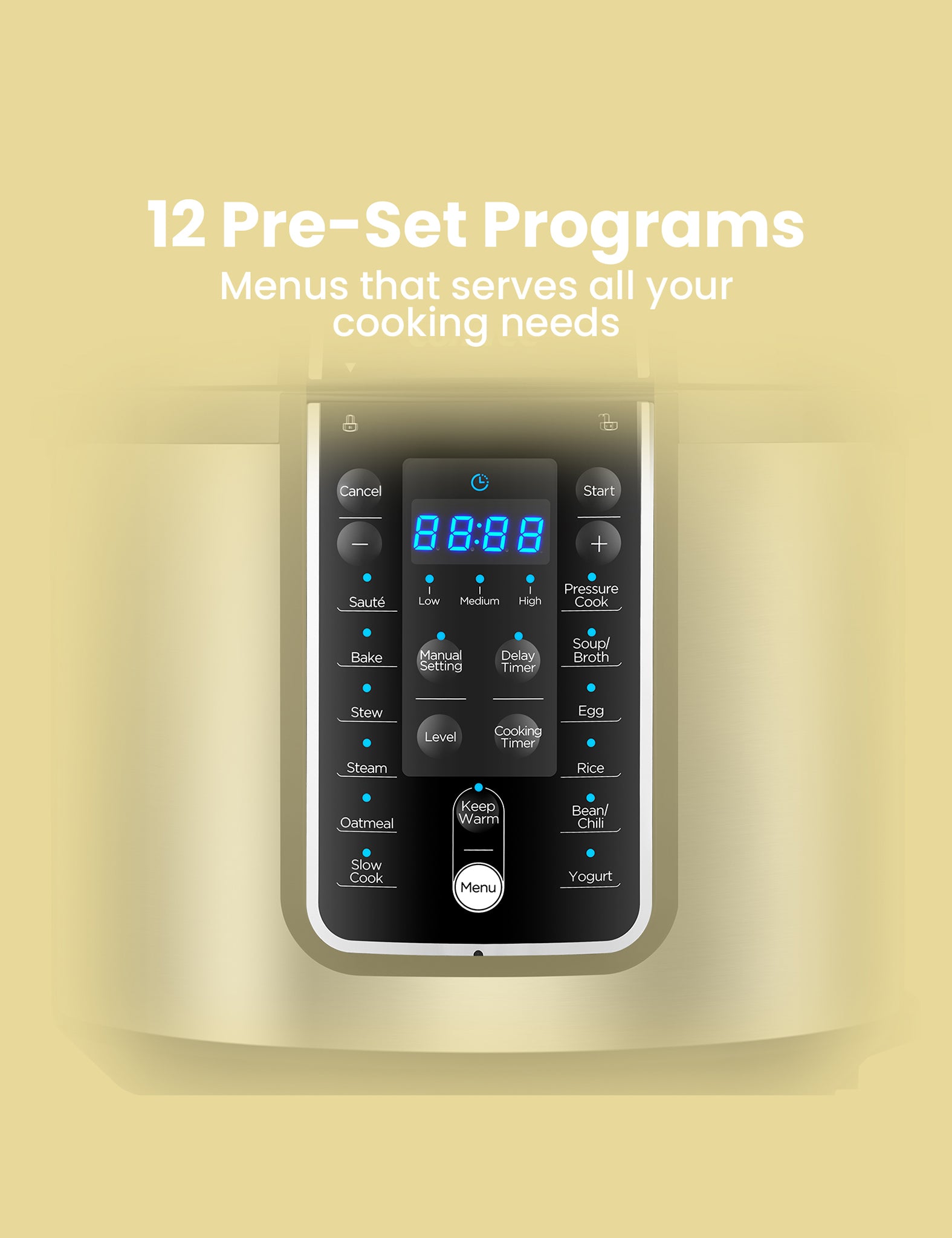 led display of the comfee electric pressure cooker