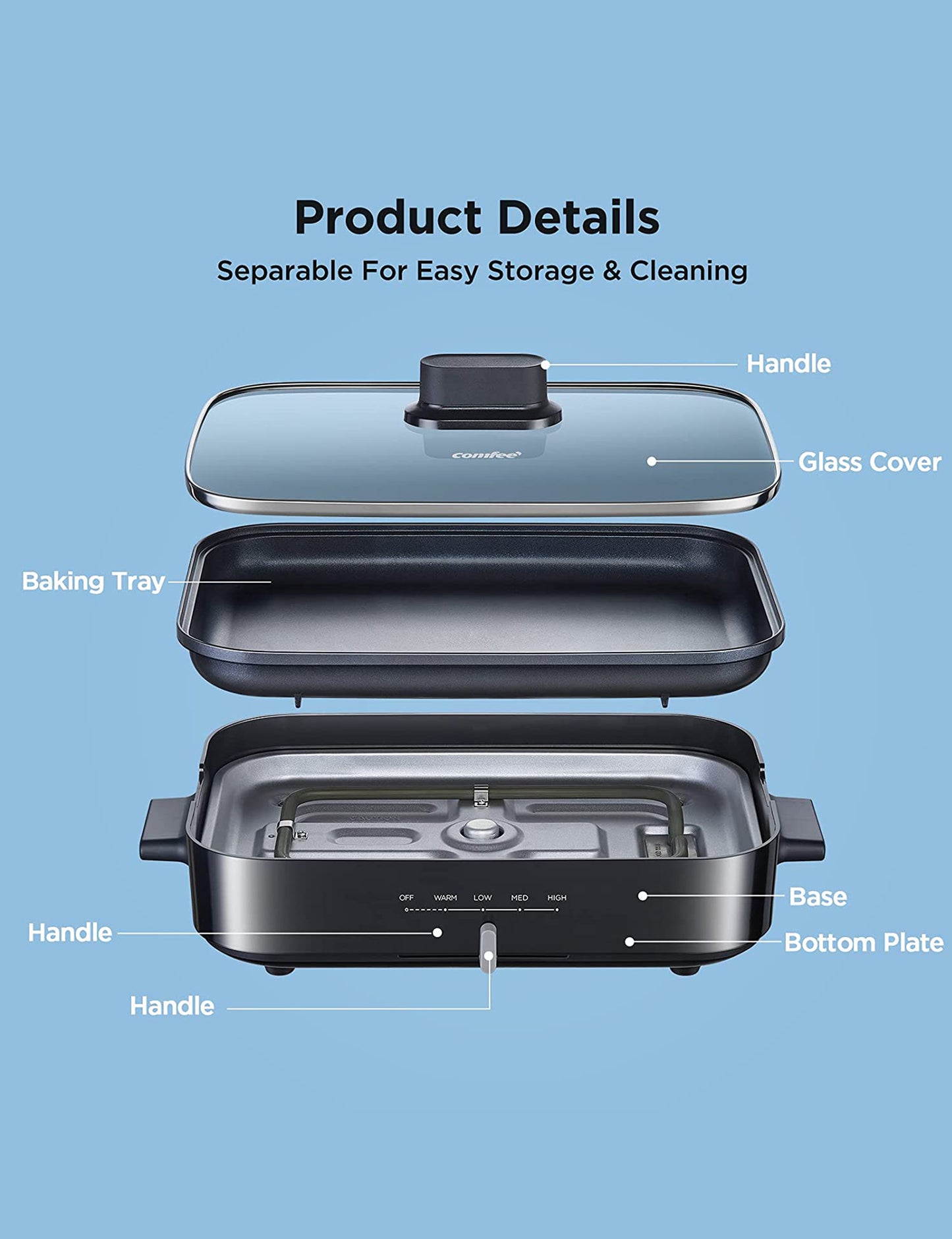 specifications of the comfee electric skillet