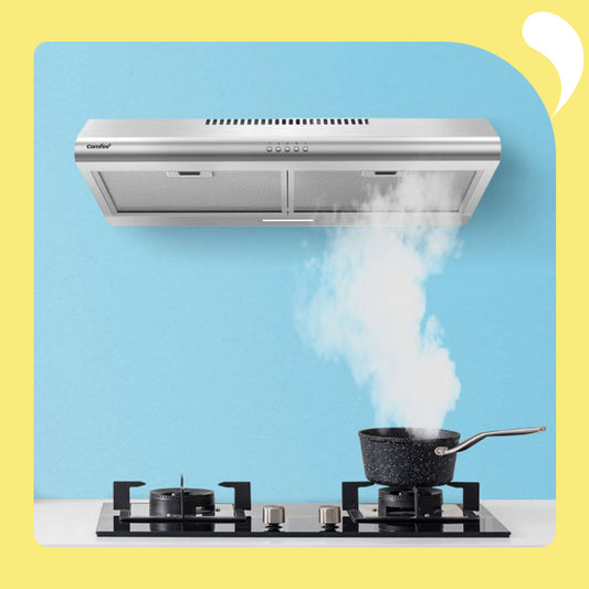 comfee under cabinet range hood sucking smoke from a cooking pot