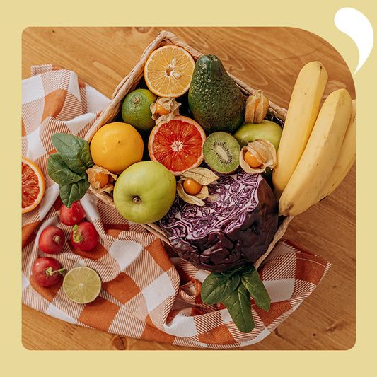 A box of vegetables and fruits