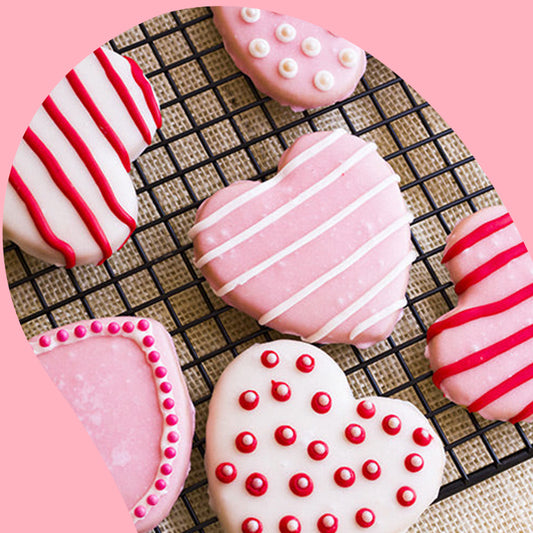 pink heart shaped valentine sugar cookies