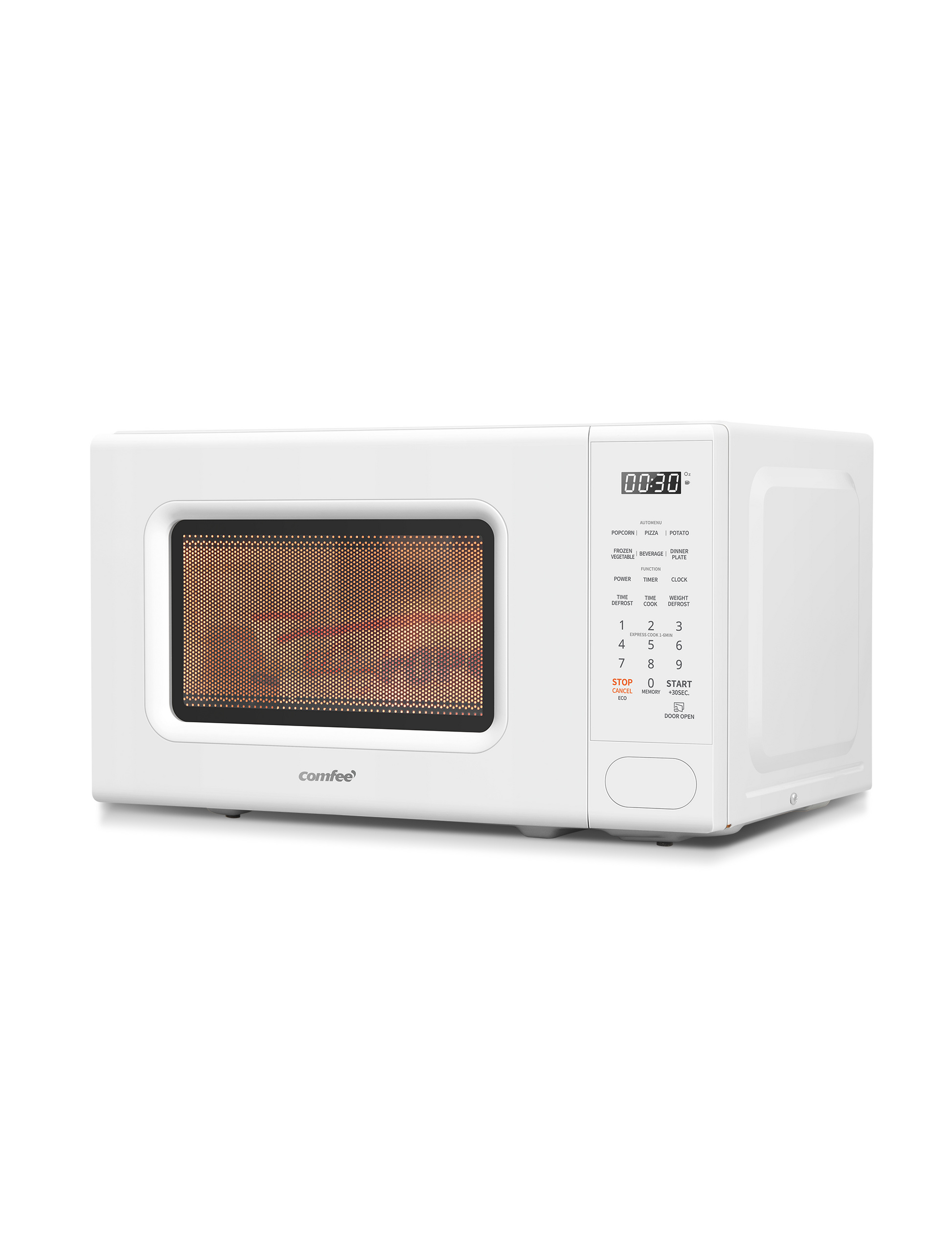 Overall appearance of a white microwave