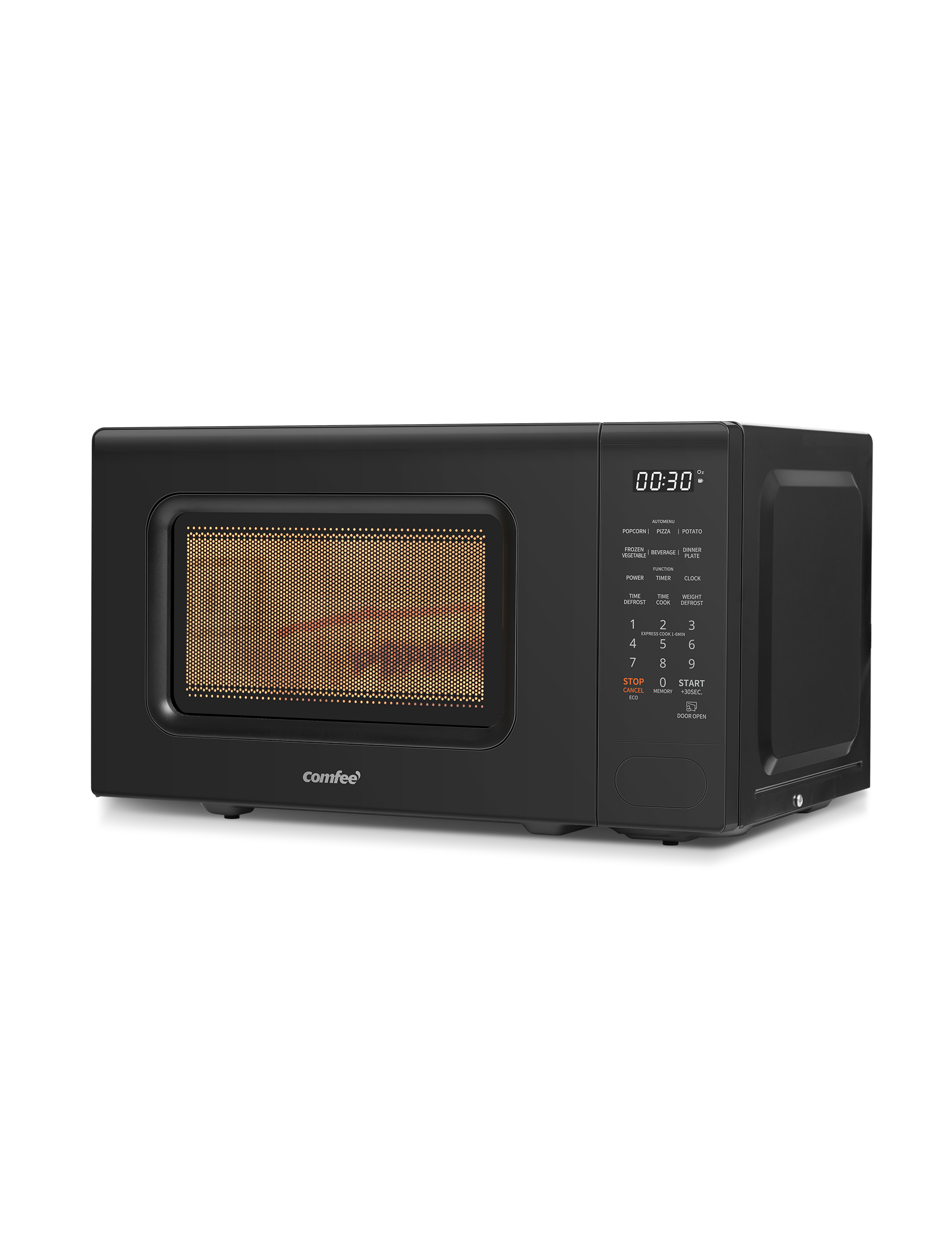 Overall appearance of a black microwave