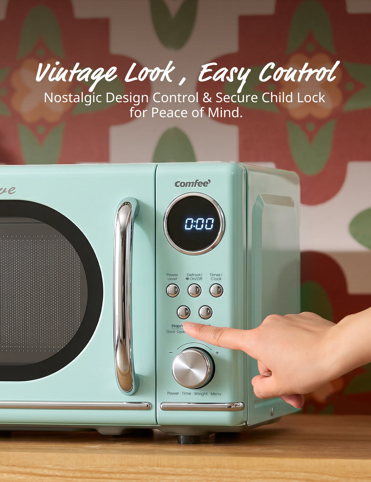 0.7 Cu.ft Retro Microwave Oven - Green