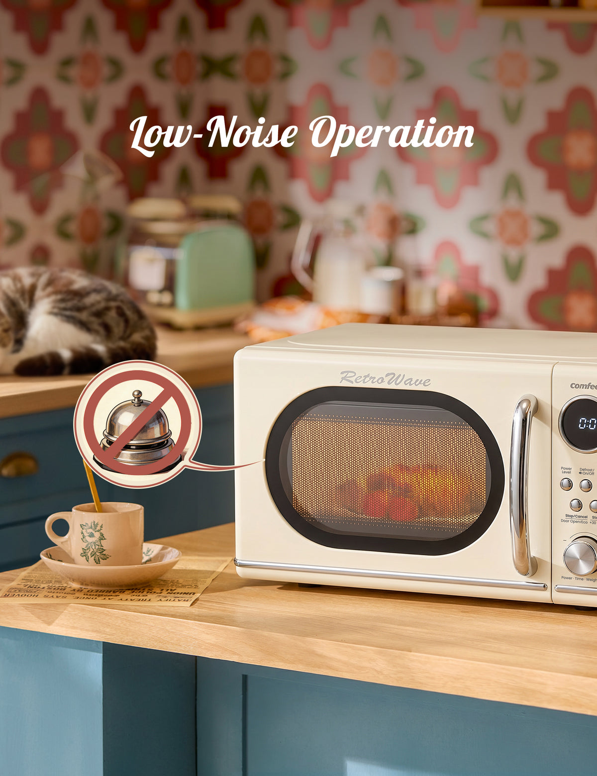 0.7 Cu.ft Retro Microwave Oven - Apricot
