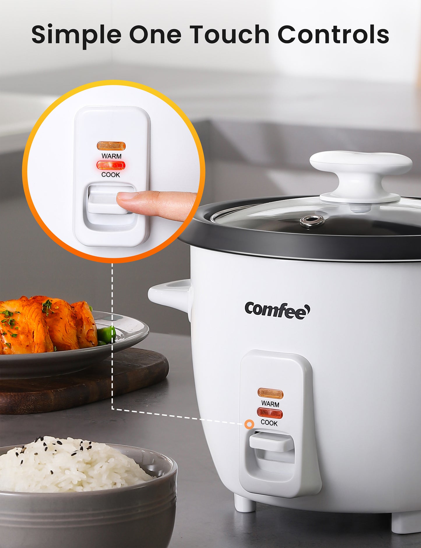 detailed function of comfee mini rice cooker