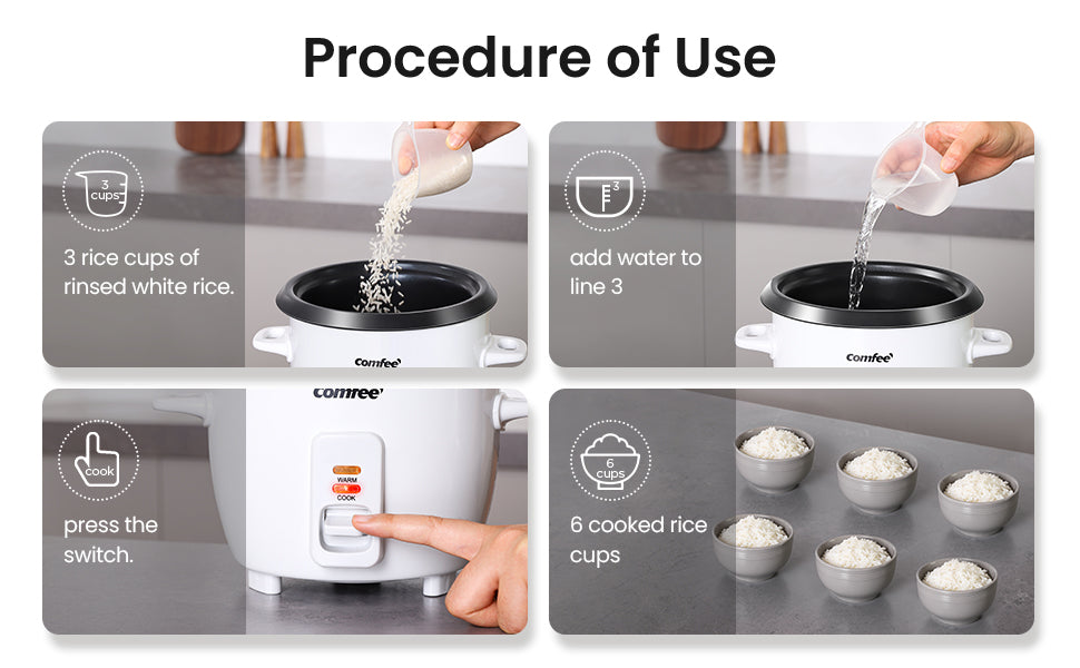 6 Cups Cooked Mini Rice Cooker - Comfee – Comfee’