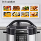 8 type of foods show above a pressure cooker