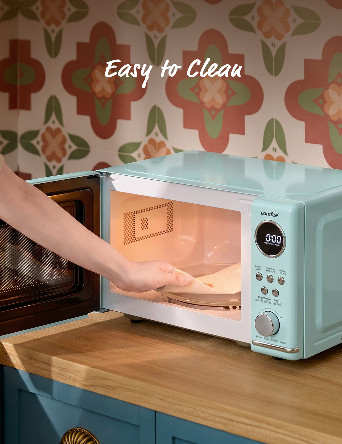 0.7 Cu.ft Retro Microwave Oven - Green