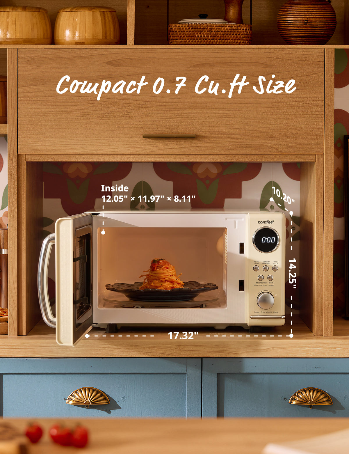 0.7 Cu.ft Retro Microwave Oven - Apricot