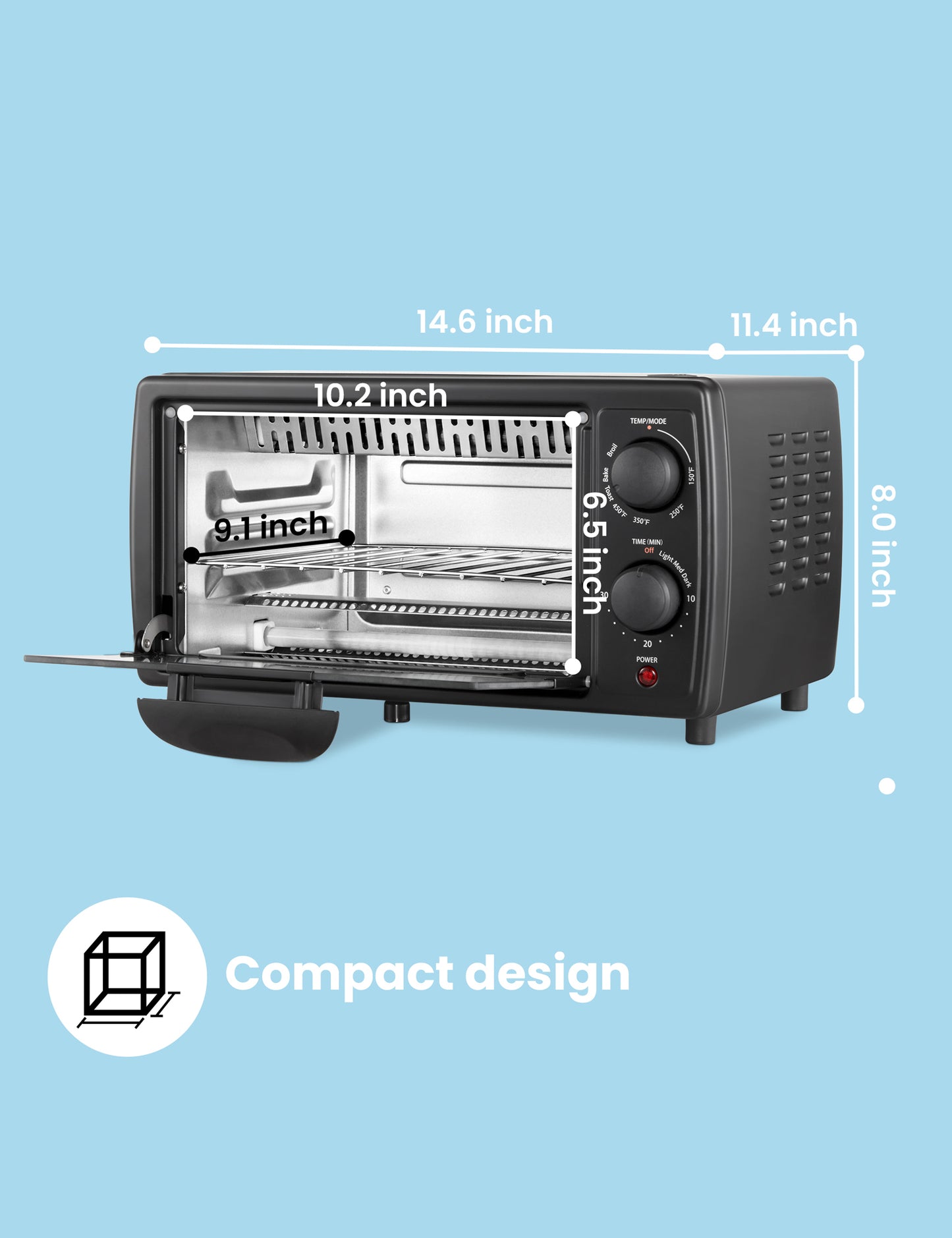 dimension of black comfee toaster oven