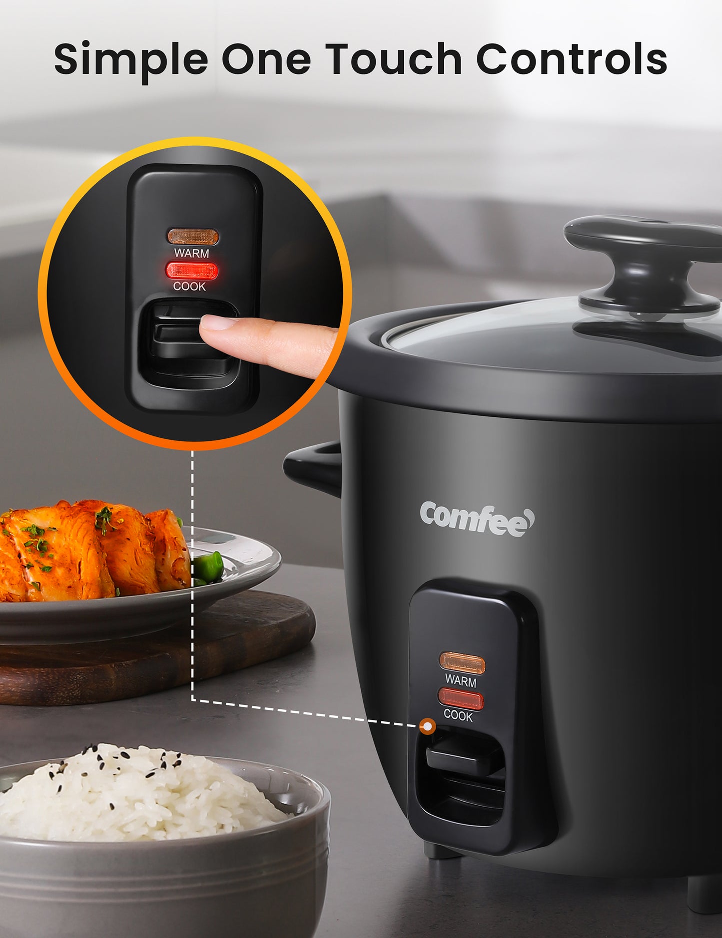 button panel of comfee black rice cooker