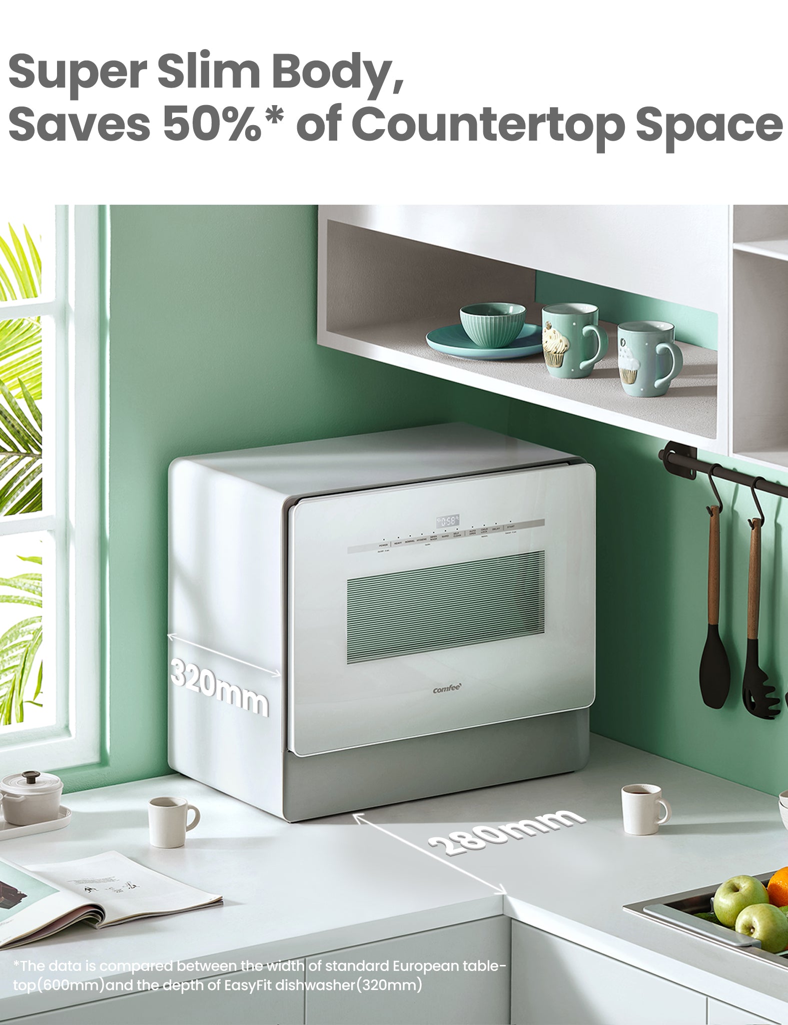 Comfee' Portable Dishwasher Countertop, Mini Dishwasher With 5l