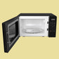 black retro comfee microwave with its door wide open