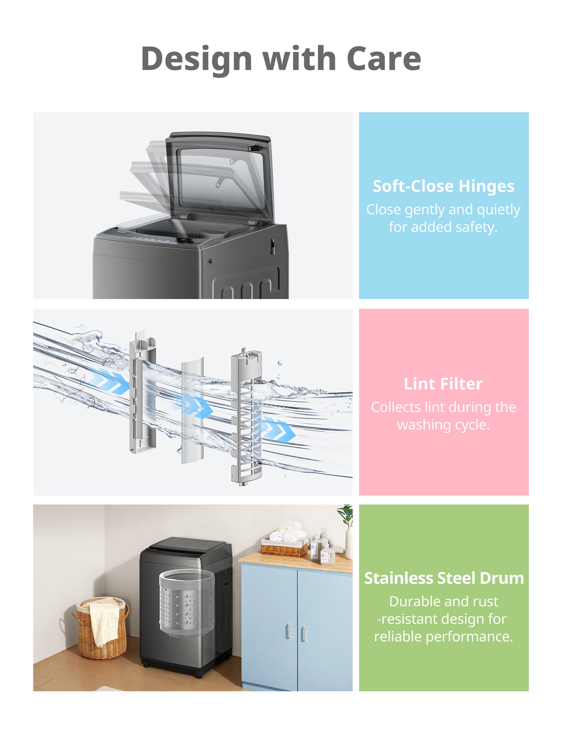 specifications of grey portable comfee washing machine