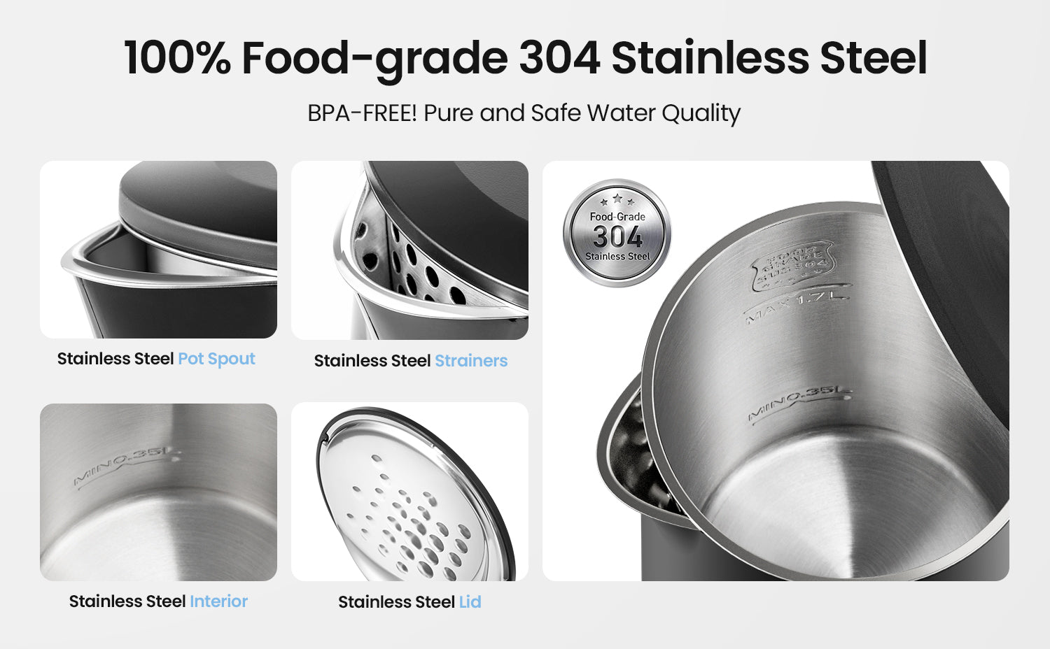 1.7L Double Wall Electric Tea Kettle - Thumbnail 5