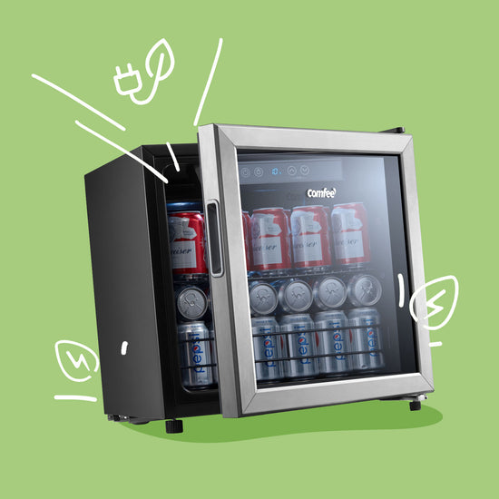Comfee' CRV115TAST Beverage Cooler, 115 Cans Beverage Refrigerator, Adjustable Thermostat, Glass Door with Stainless Steel Frame, Reversible Hinge