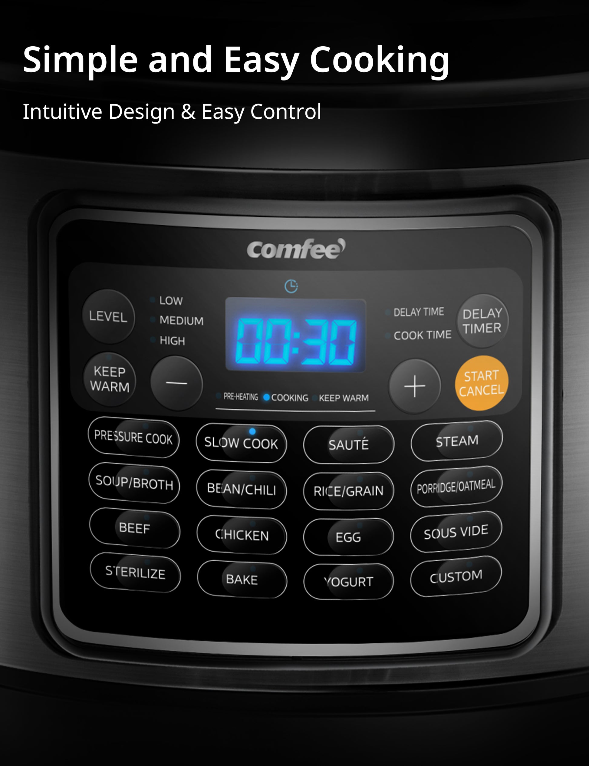 button description on comfee pressure cooker