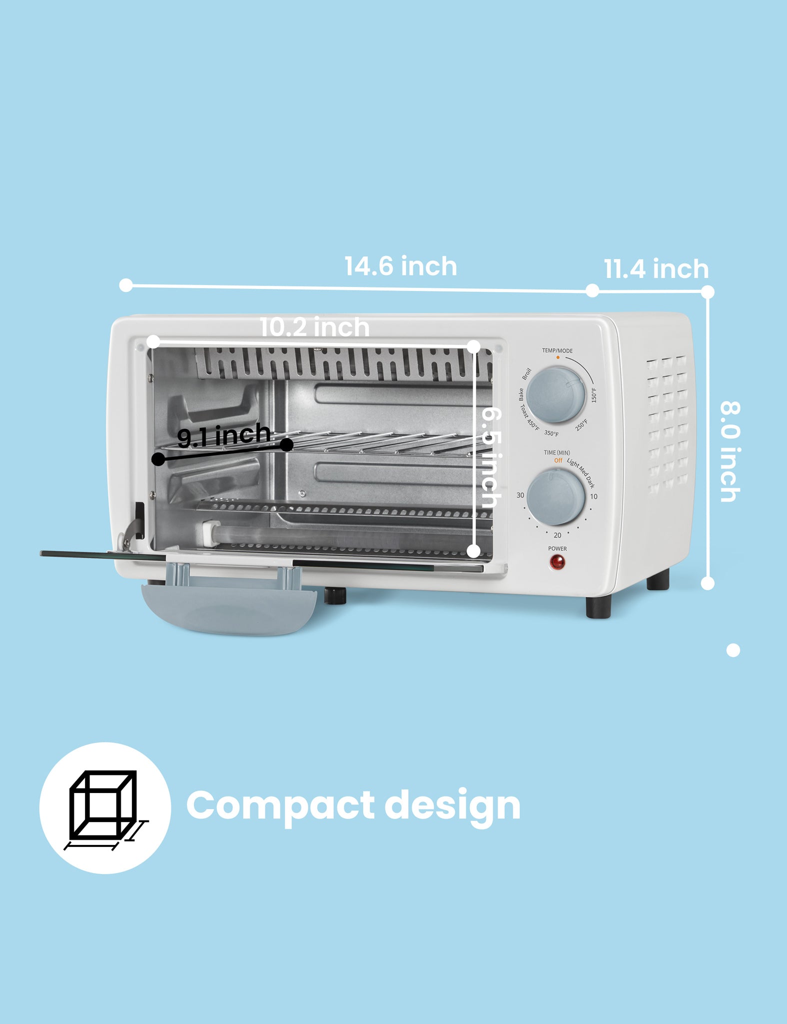 dimension of white comfee toaster oven