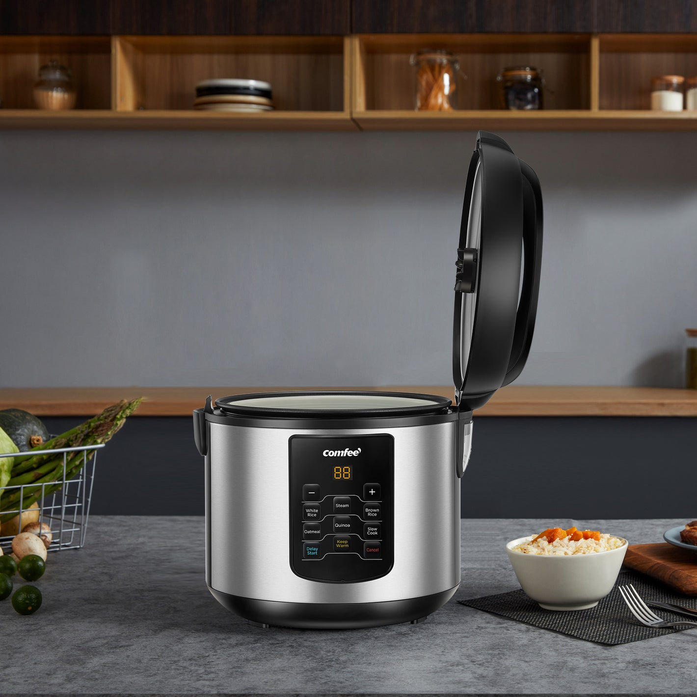 Stainless Steel Electric Rice Cooker With Steamer Comfee Comfee’