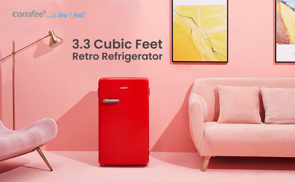  COMFEE 1.6 Cubic Feet Solo Series Retro Refrigerator Sleek  Appearance HIPS Interior, Energy Saving, Adjustable Legs, Temperature  Thermostat Dial, Removable Shelf, Perfect for Home/Dorm/Garage [Red] : Home  & Kitchen