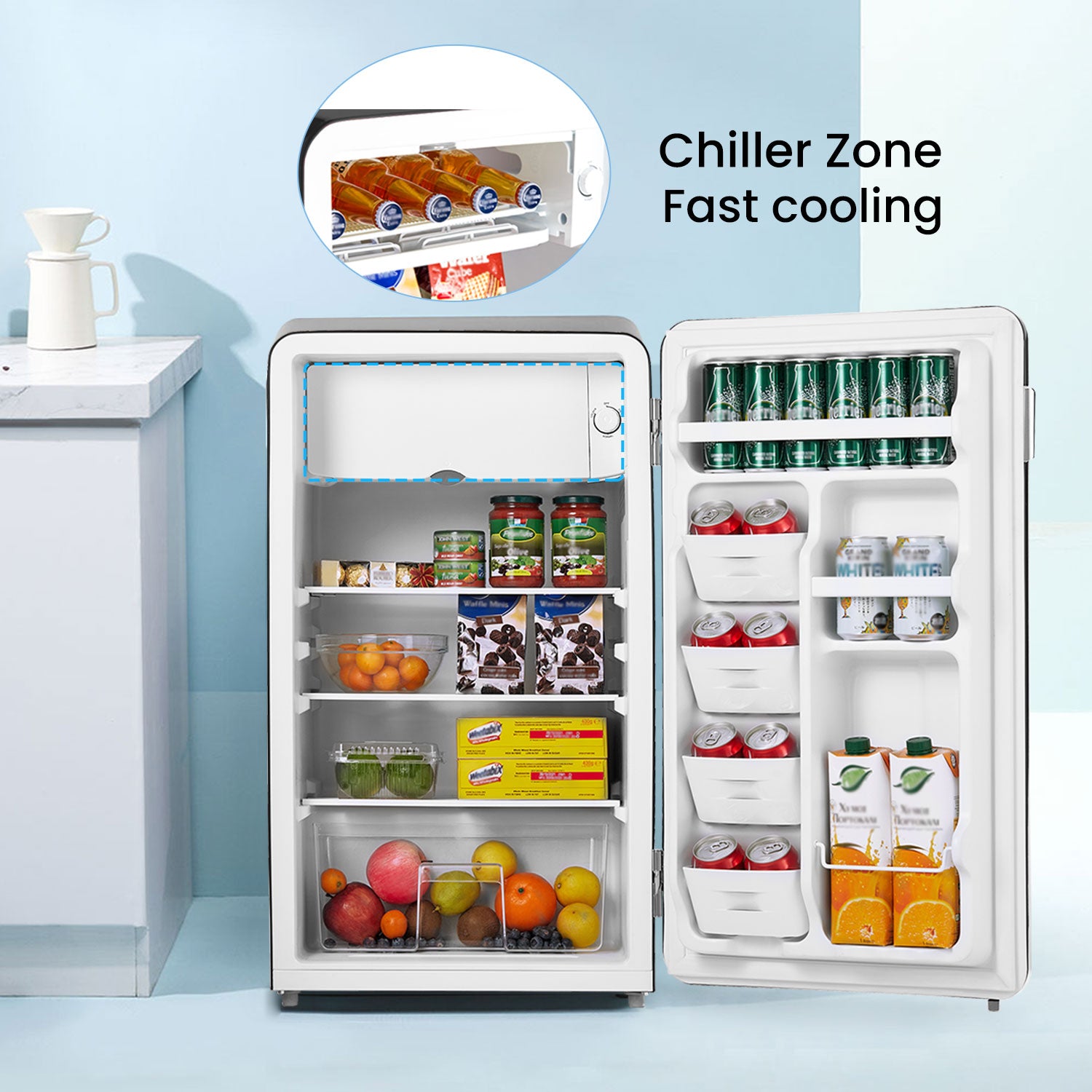 Black Retro Compact Refrigerator With Drinks Cooler Comfee Comfee’