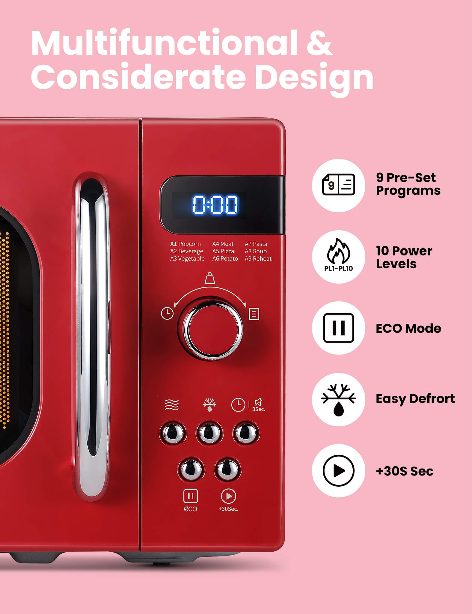 specificaiton of red microwave oven