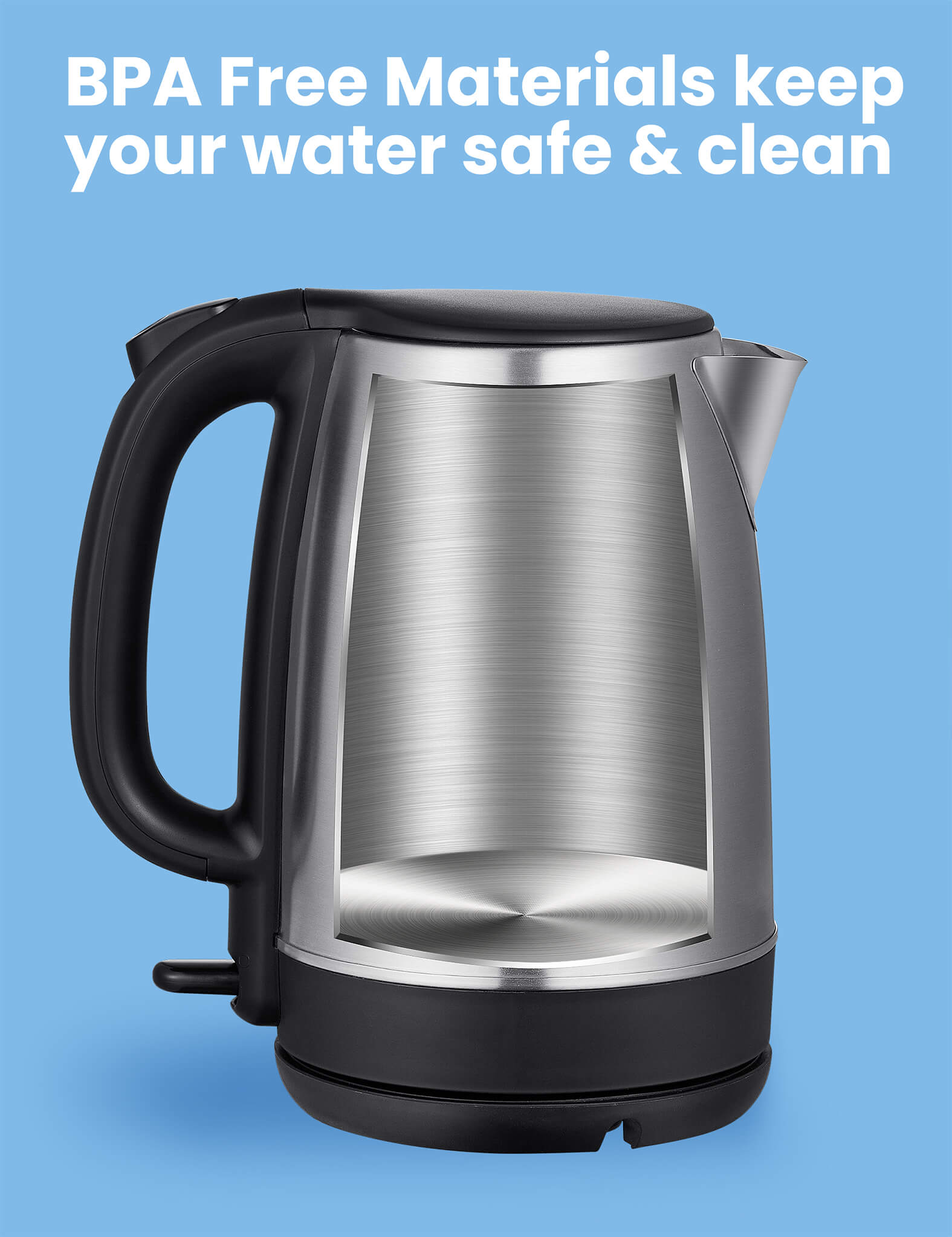 stainless steel comfee tea kettle with BPA-free materials inside