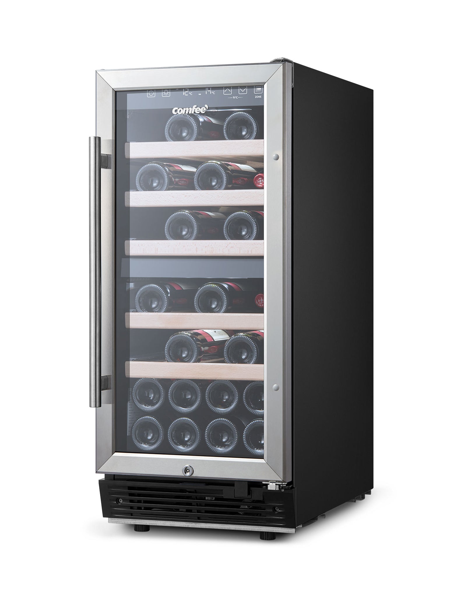 wine cooler refrigerator with wine inside