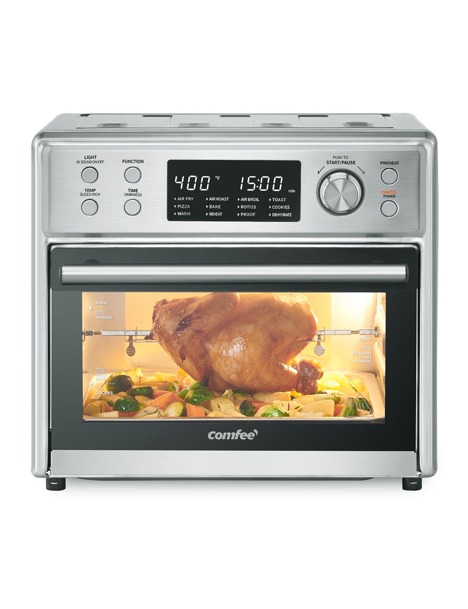 𝓞𝓘𝓜𝓘𝓢 Smart Large Air Fryer Toaster Ovens, 30L Extra Large 21 in 1  Convection Countertops Oven 32QT with Oven Air Rotisserie and Dehydrator,  1800W in Stainless Steel, Black 