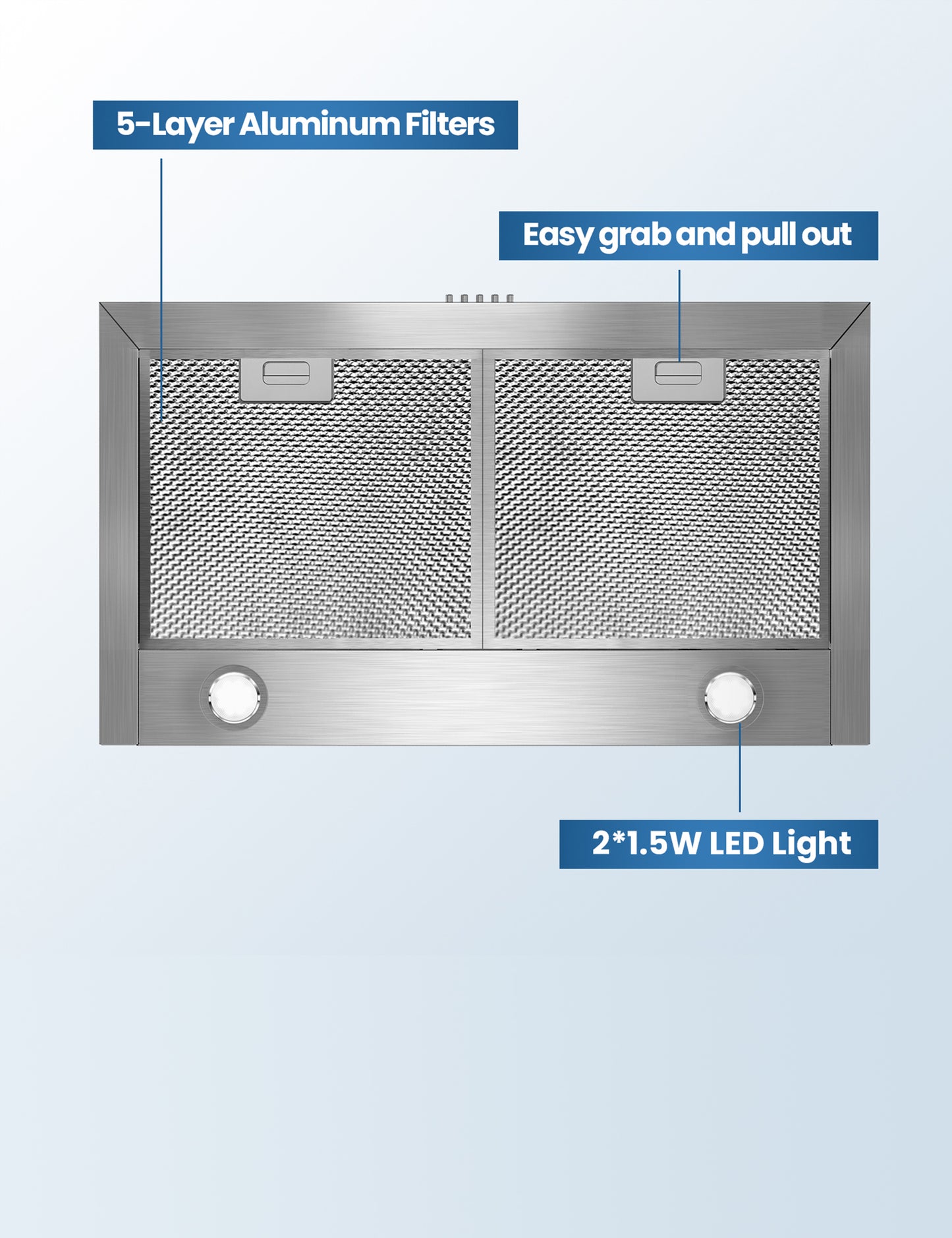 comfee ducted convertible pyramid five layer aluminium filter