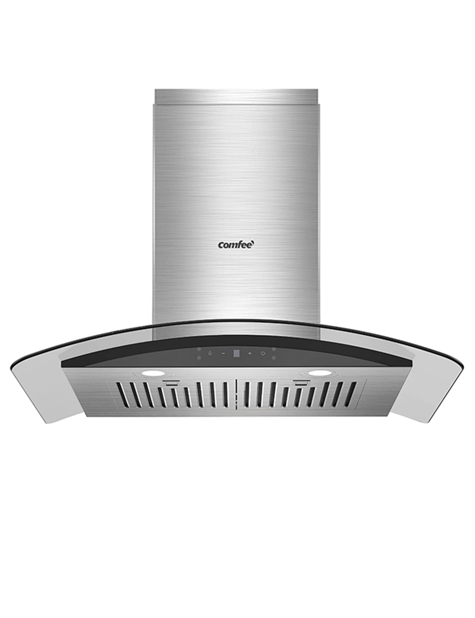 comfee range hood with curved glass and gesture sensing control design