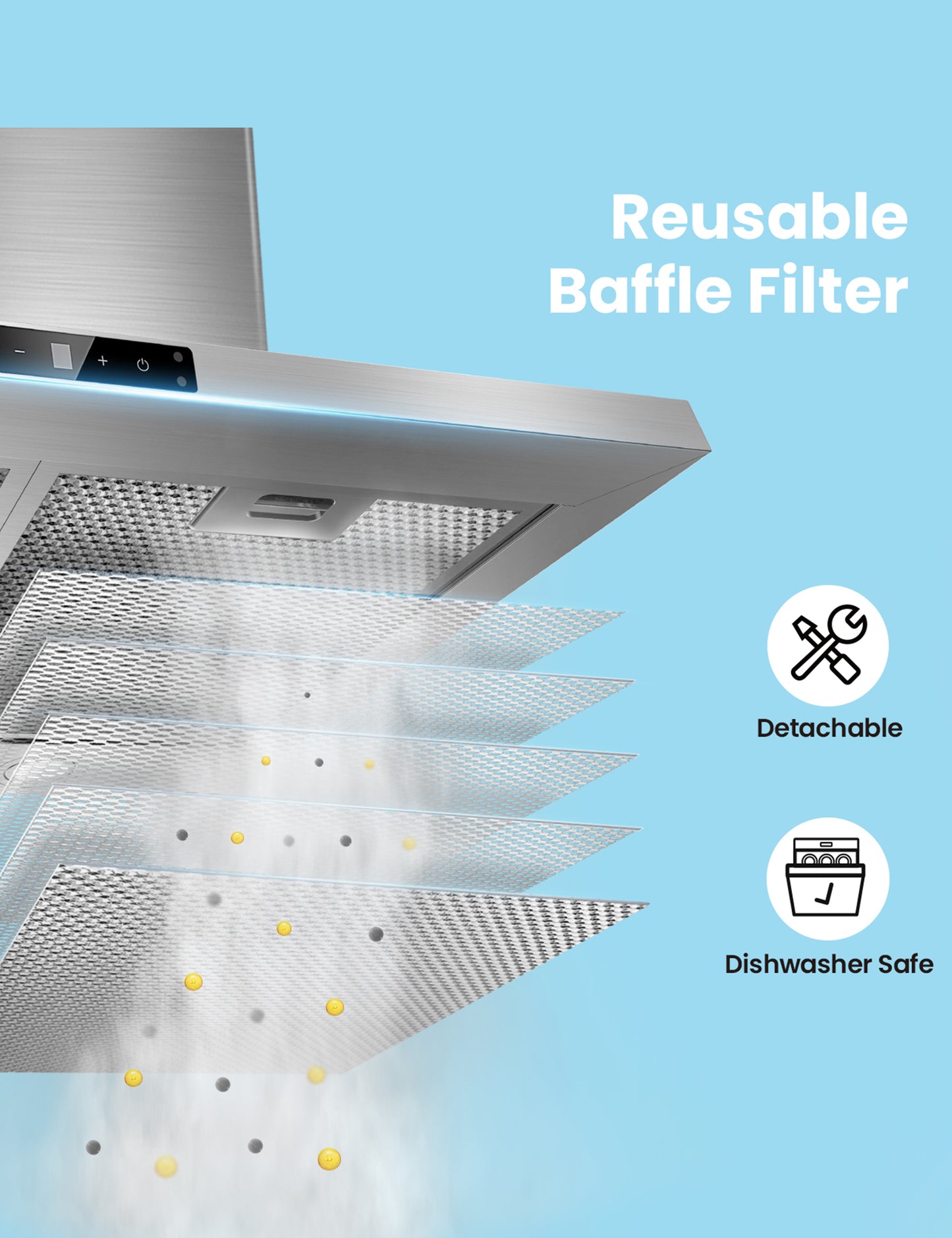 comfee smart control range hood five layer aluminium filter