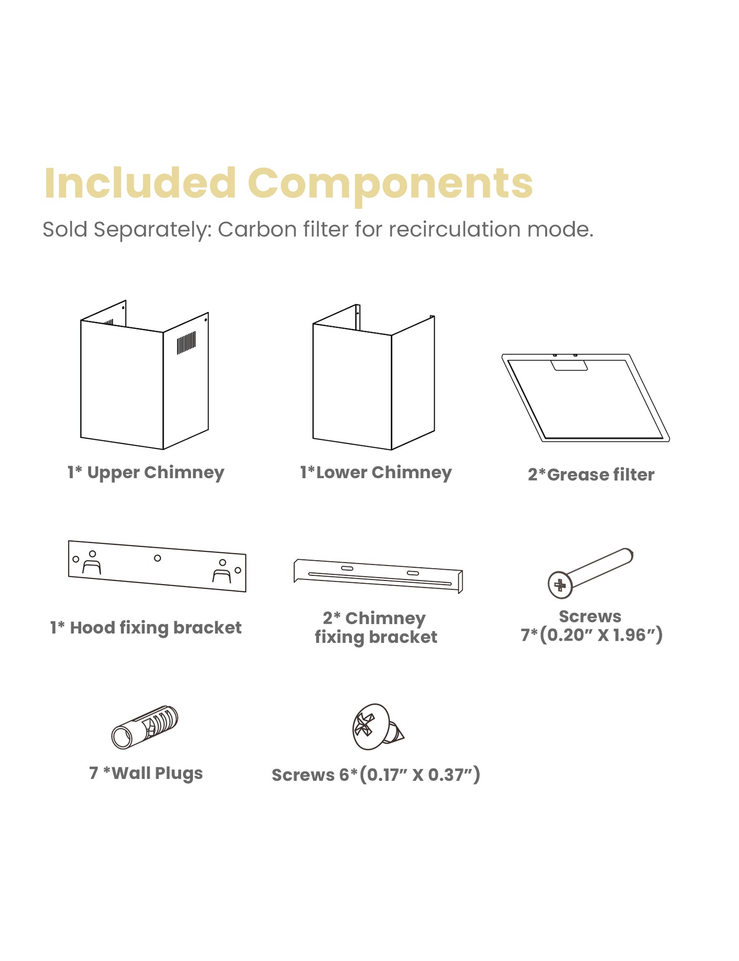 parts included with the comfee pyramid range hood