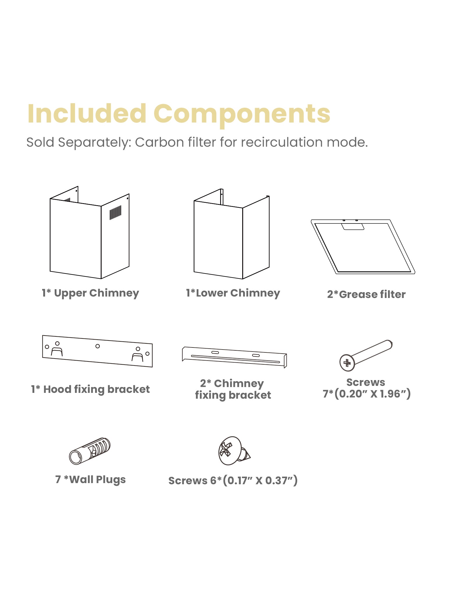 parts included with the comfee pyramid range hood