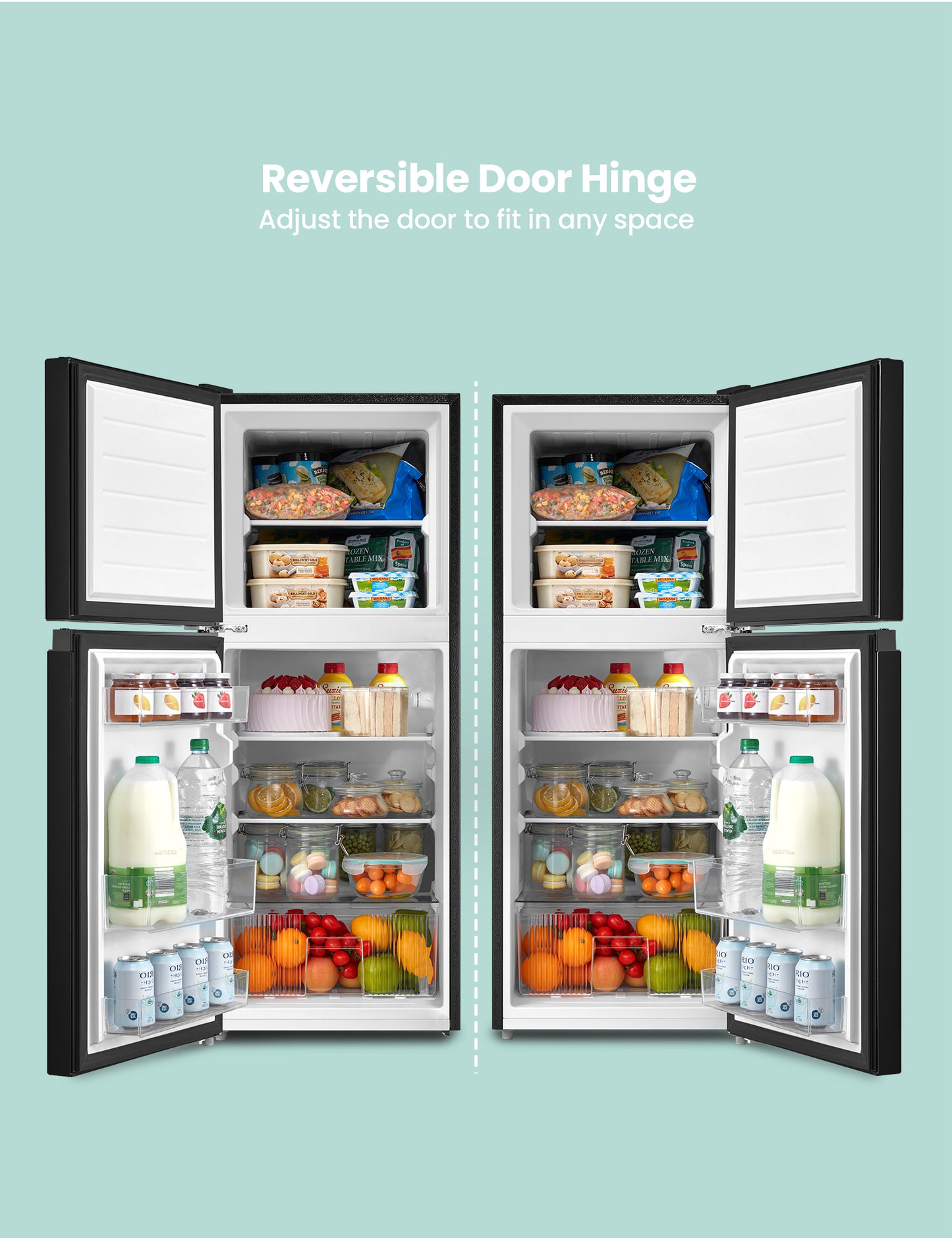 features of refrigerator with foods inside